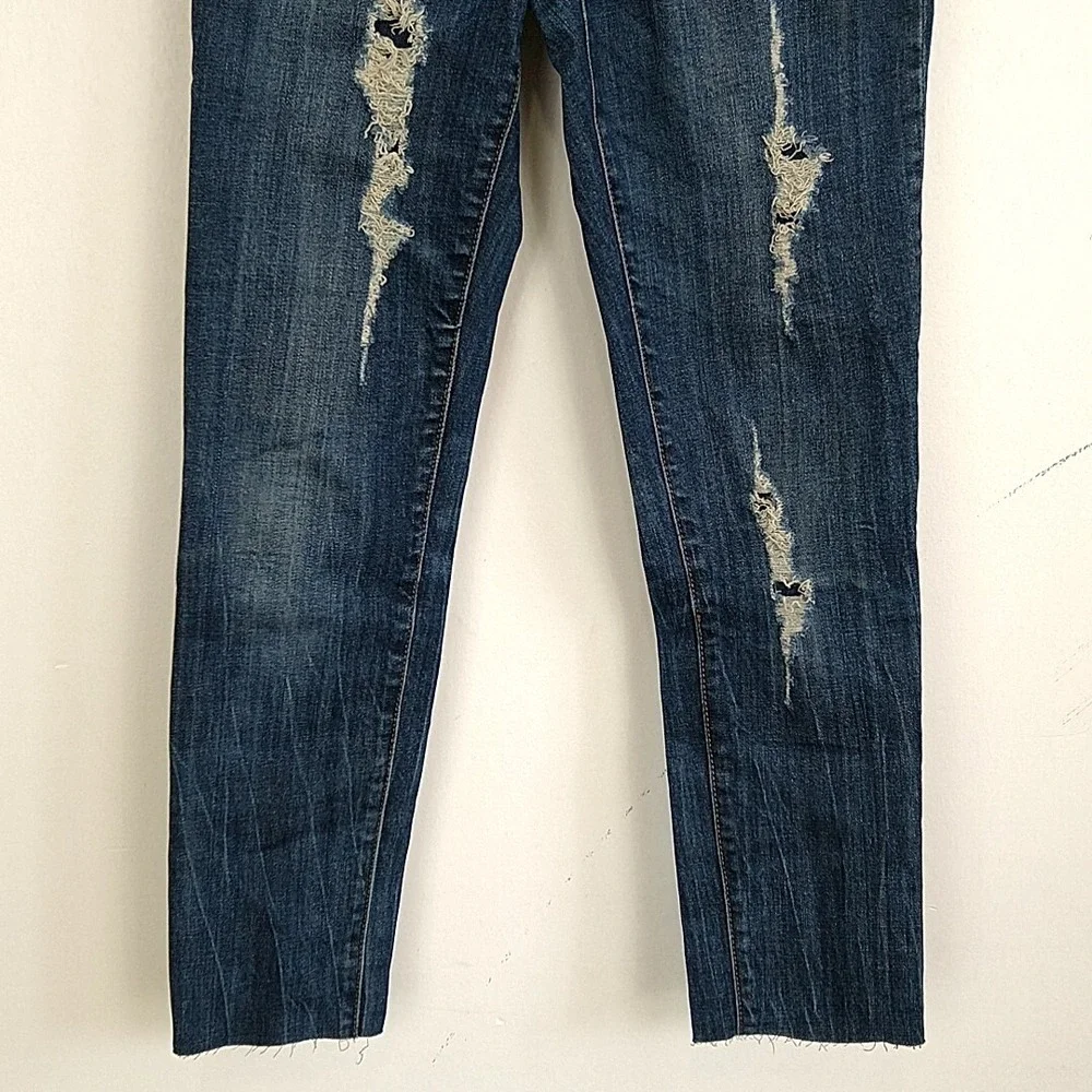 Kut from the Kloth Diana Skinny Jeans Womens 0 Blue Distressed Raw Hem Low Rise